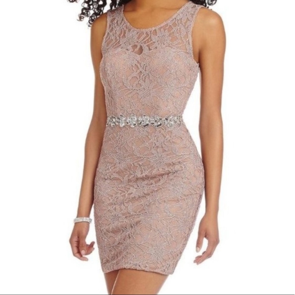 JODI KRISTOPHER Tan Evening/Homecoming Dress